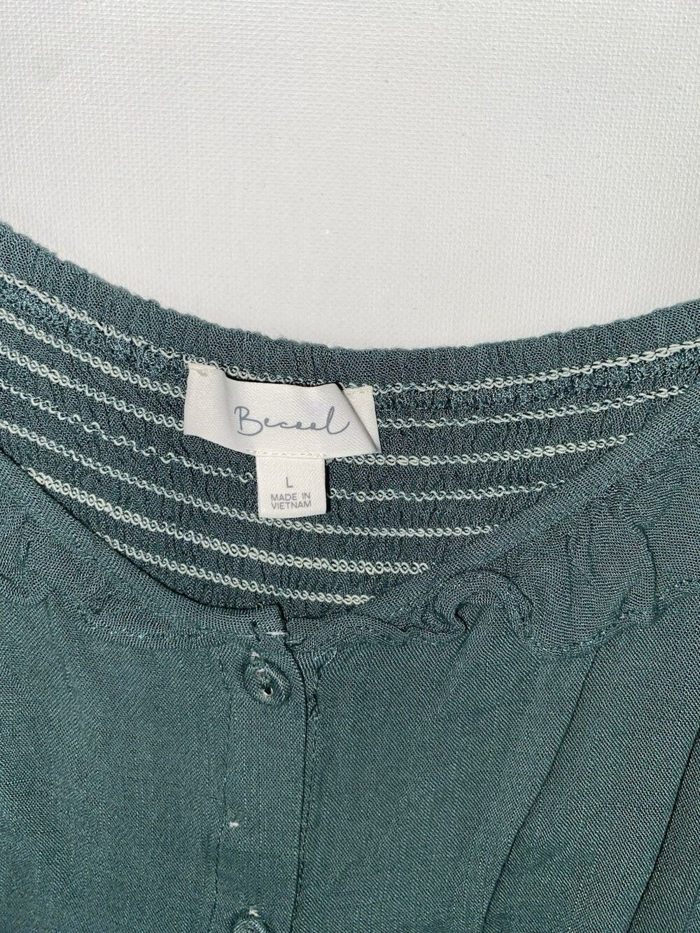 Becool Sage Blue Ruffle Button Front Sundress Size Large - Picture 5 of 8